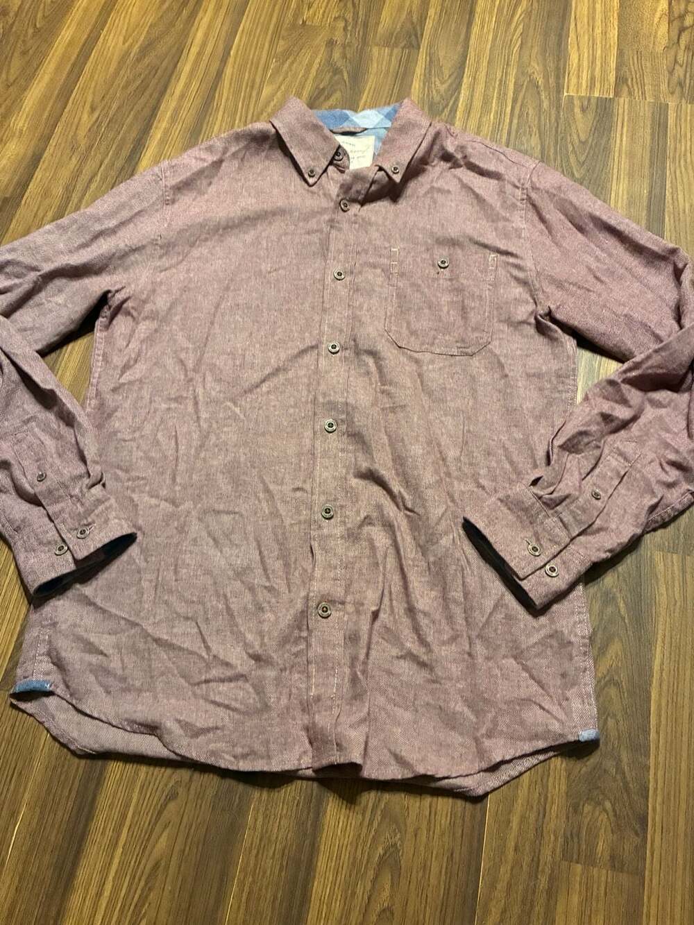 Weatherproof Vintage Men's Long Sleeve Herringbone Button-Down Shirt